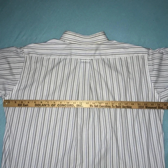 STAFFORD Executive wrinkle free striped button up chest pocket neck size 17 - Picture 4 of 5